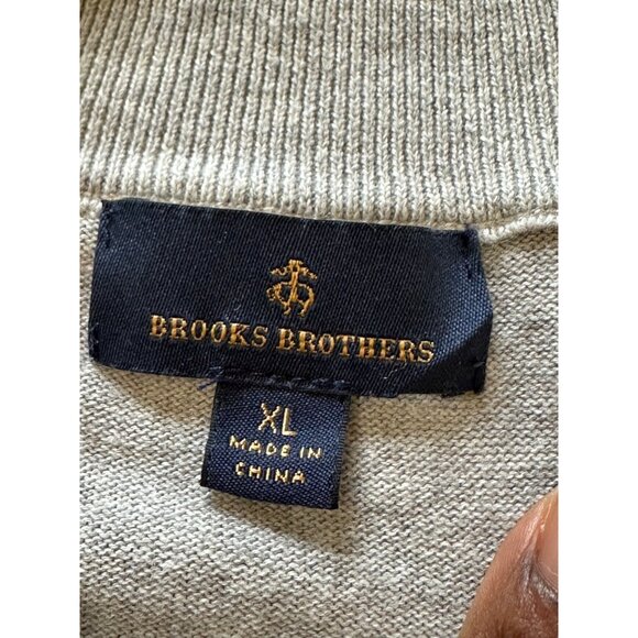 Brooks Brothers XL Gray 1/4 Zip Pullover Sweater Mens Pullover Cotton Blend - Picture 3 of 5